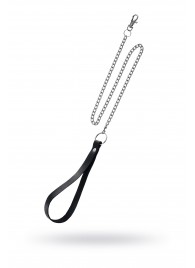 Поводок с ручкой из черной натуральной кожи и карабином для ошейника - Pecado - купить с доставкой в Копейске