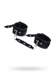 Черные двухслойные кожаные оковы с белой строчкой - Pecado - купить с доставкой в Копейске