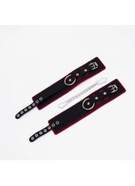 Черно-красные оковы с красной строчкой Sex - Crazy Handmade - купить с доставкой в Копейске