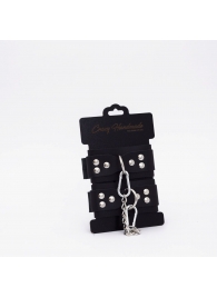 Черные кожаные наручники с регулируемыми ремешками - Crazy Handmade - купить с доставкой в Копейске