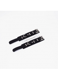 Черные кожаные наручники с регулируемыми ремешками - Crazy Handmade - купить с доставкой в Копейске