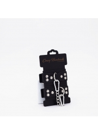 Черные кожаные оковы с регулируемыми ремешками - Crazy Handmade - купить с доставкой в Копейске