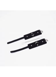 Черные кожаные оковы с хромированной фурнитурой - Crazy Handmade - купить с доставкой в Копейске
