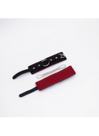 Черно-красные кожаные наручники - Crazy Handmade - купить с доставкой в Копейске