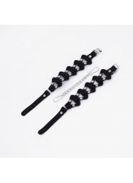 Черные кожаные наручники из звеньев - Crazy Handmade - купить с доставкой в Копейске