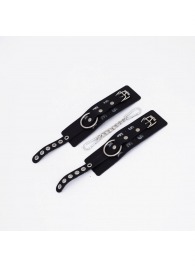 Черные кожаные наручники Sex - Crazy Handmade - купить с доставкой в Копейске