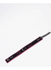 Черно-розовый кожаный ошейник с розовой строчкой - Crazy Handmade - купить с доставкой в Копейске