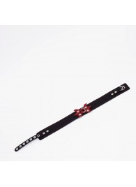 Черный ошейник с красным декором и строчкой - Crazy Handmade - купить с доставкой в Копейске