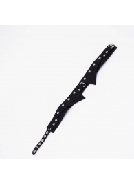 Черный однослойный кожаный ошейник с имитацией воротничка - Crazy Handmade - купить с доставкой в Копейске