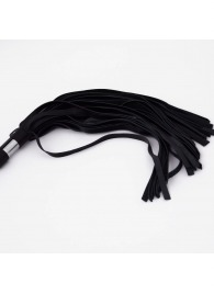 Черный кожаный флоггер со стальной ручкой - 45 см. - Crazy Handmade - купить с доставкой в Копейске