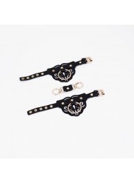 Черные наручники с золотистой фурнитурой - Crazy Handmade - купить с доставкой в Копейске