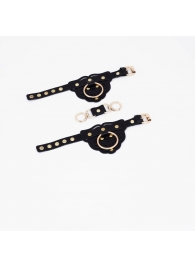Черные наручники с золотистой фурнитурой - Crazy Handmade - купить с доставкой в Копейске