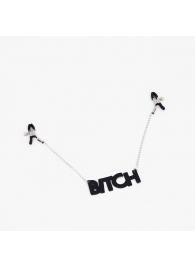 Зажимы на соски с кожаной подвеской Bitch - Crazy Handmade - купить с доставкой в Копейске