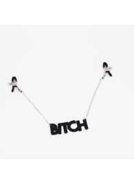 Зажимы на соски с кожаной подвеской Bitch - Crazy Handmade - купить с доставкой в Копейске