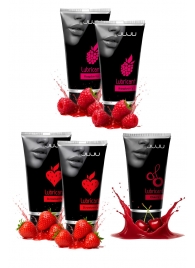 Набор из 5 съедобных лубрикантов JUJU (клубника х 2, малина х 2, вишня) - JuJu - купить с доставкой в Копейске