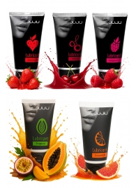 Набор из 5 съедобных лубрикантов JUJU (клубника, малина, тропические фрукты, вишня, грейпфрут) - JuJu - купить с доставкой в Копейске