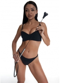 Стек с черным кожаным наконечником в виде сердца и металлической ручкой - 67 см. - Crazy Handmade - купить с доставкой в Копейске