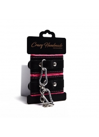 Черно-розовые скругленные наручники с мягкой подкладкой - Crazy Handmade - купить с доставкой в Копейске