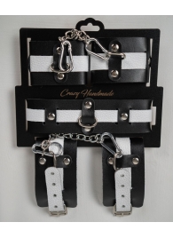 Набор фиксаторов из черной и белой натуральной кожи - Crazy Handmade - купить с доставкой в Копейске