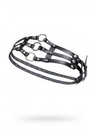 Черный кожаный пояс с кольцами - Pecado - купить с доставкой в Копейске