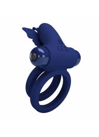Синее эрекционное кольцо с вибростимуляцией клитора - Baile - в Копейске купить с доставкой