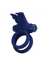 Синее эрекционное кольцо с вибростимуляцией клитора - Baile - в Копейске купить с доставкой