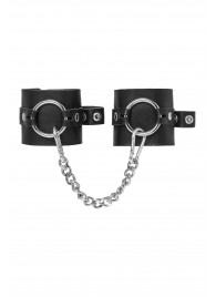 Черные наручники из толстой натуральной кожи с люверсами - Pecado - купить с доставкой в Копейске