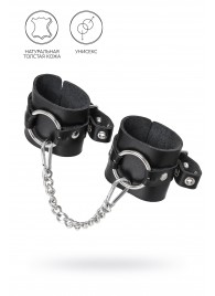 Черные наручники из толстой натуральной кожи с люверсами - Pecado - купить с доставкой в Копейске