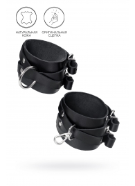 Черные кожаные оковы с двумя перекрёстными ремешками - Pecado - купить с доставкой в Копейске