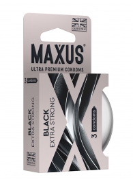 Черные утолщенные презервативы MAXUS Extra Strong с железным кейсом - 3 шт. - Maxus - купить с доставкой в Копейске