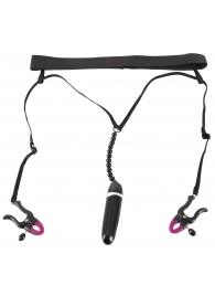 Женские вибростринги с зажимами для половых губ Spreader String with Vibrator - Orion - купить с доставкой в Копейске