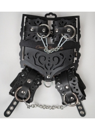 Черный ажурный кожаный набор фиксаций - Crazy Handmade - купить с доставкой в Копейске