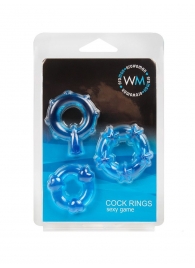 Набор из 3 синих эрекционных колец с различным рельефом - Erowoman-Eroman - в Копейске купить с доставкой