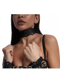 Черный ажурный чокер с золотистой фурнитурой - Crazy Handmade - купить с доставкой в Копейске