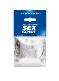 Прозрачное эрекционное кольцо с шариками и шипами - Sex Expert - в Копейске купить с доставкой