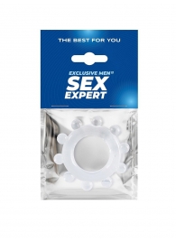 Прозрачное эрекционное кольцо со стимулирующими шариками - Sex Expert - в Копейске купить с доставкой