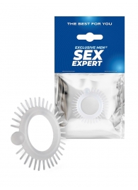Эластичное эрекционное кольцо с шипиками и шариком - Sex Expert - в Копейске купить с доставкой