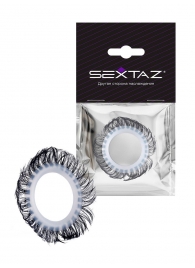 Эластичное эрекционное колечко с черными «ресничками» - Sextaz - в Копейске купить с доставкой