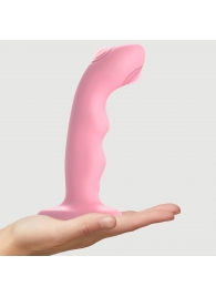 Розовая насадка-стимулятор Strap-On-Me Tapping Dildo Wave - Strap-on-me - купить с доставкой в Копейске