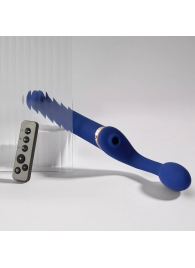 Синий безремневой страпон Multi Orgasm Bendable Strap-On size L с клиторальной стимуляцией - Strap-on-me - купить с доставкой в Копейске