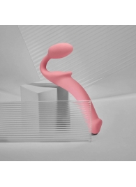 Розовый безремневой страпон Strap-on-me Semi-Realistic Bendable Strap-On size L - Strap-on-me - купить с доставкой в Копейске