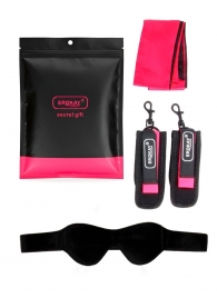 Черно-розовый эротический набор: маска, наручники и повязка - Erokay - купить с доставкой в Копейске