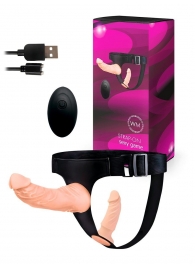 Женский страпон с 2 насадками, вибрацией и пультом ДУ - Erowoman-Eroman - купить с доставкой в Копейске