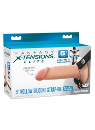 Телесный пустотелый фаллопротез 5’’ Hollow Silicone Strap-On - 14 см. - Pipedream - купить с доставкой в Копейске