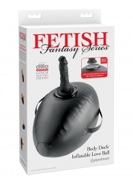Черный надувной мяч с платформой для фиксации дилдо Body Dock Inflatable Love Ball - Pipedream - купить с доставкой в Копейске