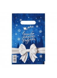 Сине-белый подарочный новогодний пакет с вырубной ручкой (20х30 см) - Сима-Ленд - купить с доставкой в Копейске