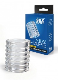 Прозрачная сквозная насадка на пенис с ребрышками - Sex Expert - в Копейске купить с доставкой
