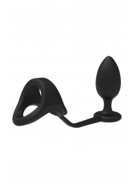 Черное эрекционное кольцо с анальной пробкой Cockstrap With Anal Plug - Dream Toys - в Копейске купить с доставкой