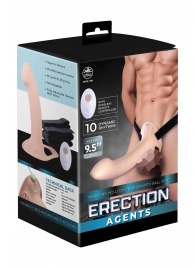Телесный полый страпон с вибрацией Erection Agents - 24,1 см. - NMC - купить с доставкой в Копейске