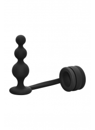 Черное эрекционное кольцо с анальной елочкой Cockring With Beaded Anal Plug - Dream Toys - в Копейске купить с доставкой